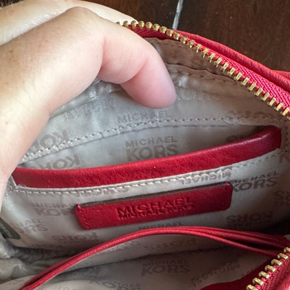 Michael Kors Red Crossbody Bag with Gold Accents - Picture 4 of 5